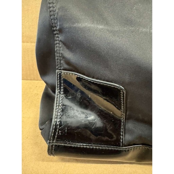 Tory Burch Ella Oversized Logo Patch Recycled Nylon Patent Tote Bag Black Large - Picture 6 of 11